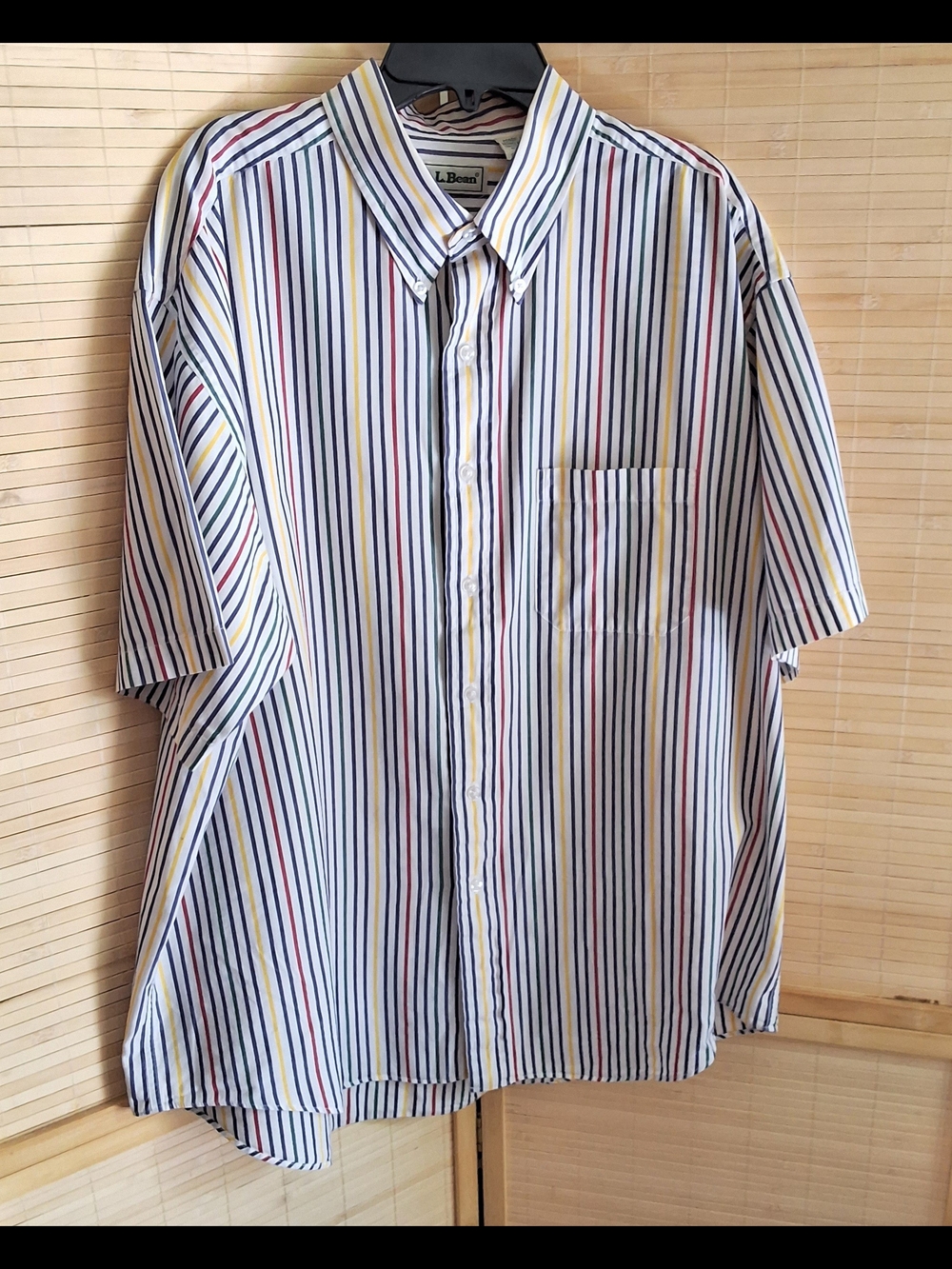 Vintage L.L. Bean White Short-Sleeve Button-Down Shirt-100% Cotton